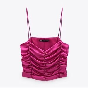 ZARA PINK SATIN CROP TOP
